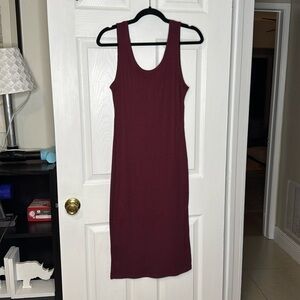 Ambiance Ribbed T-Shirt Midi Dress. Sz L Color Burgundy. Never worn.